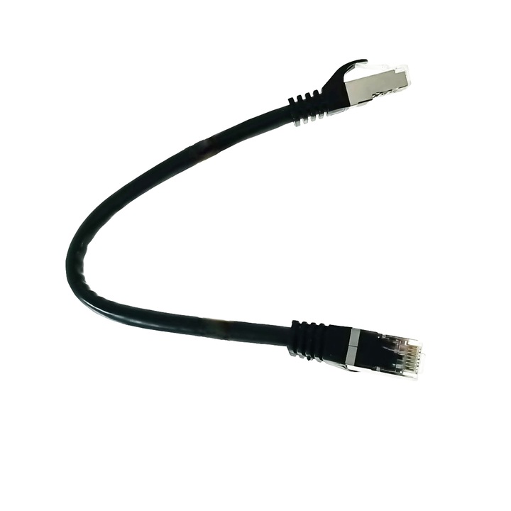Мрежов кабел-patchcord CAT6 FTP, Lanberg 43618, 2 X RJ45, дължина 25см, AWG26, 10Gb/s-250MHz, мрежова връзка, ethernet, черен
