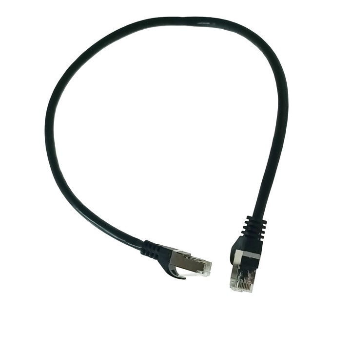 Мрежов кабел-patchcord CAT6 FTP, Lanberg 43619, 2 X RJ45, дължина 50cm, AWG26, 10Gb/s-250MHz, мрежова връзка, ethernet, черен
