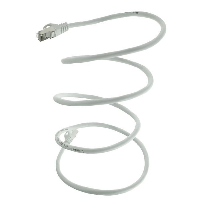 Мрежов кабел-patchcord CAT6 FTP, Lanberg 43627, 2 X RJ45, дължина 1.5m, AWG26, 10Gb/s-250MHz, мрежова връзка, ethernet, бял