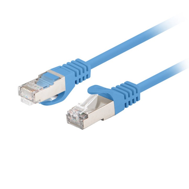 Set 10 cabluri retea-patchcord CAT6 FTP, Lanberg 43635, 2 X RJ45, lungime 3m, AWG26, 10Gb/s-250MHz, de legatura retea, ethernet, albastre