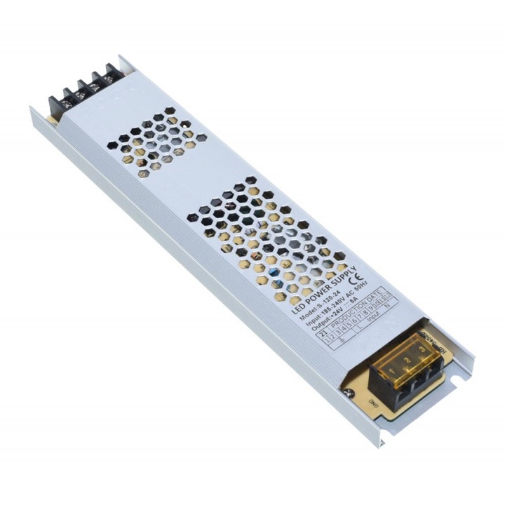 Sursa de Alimentare Slim 24V 5A 120W pentru Dispozitive Electronice – Compacta si Eficienta