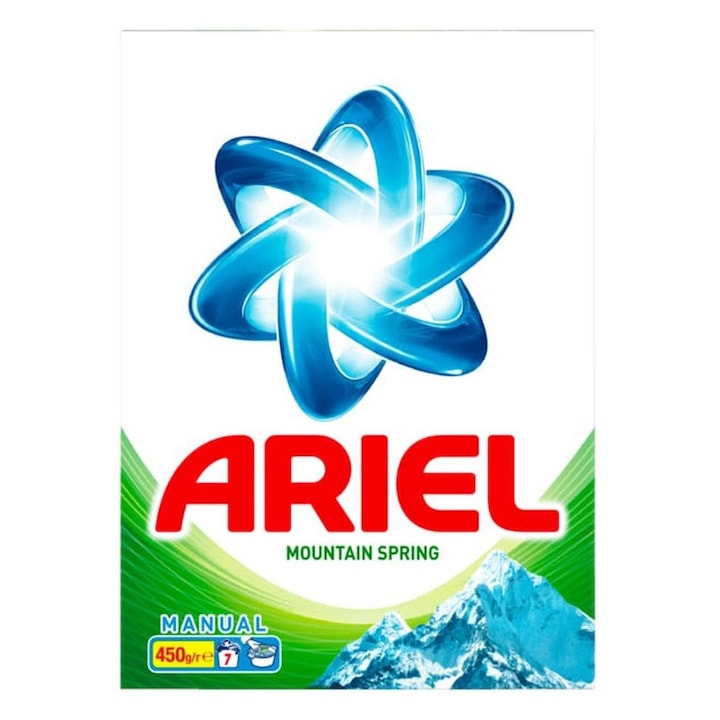 Set Detergent Rufe Manual, Ariel Mountain Spring, 4 Cutii x 450 g