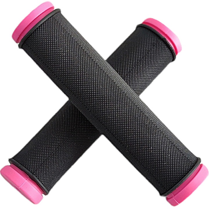 Set manere de bicicleta, 130mm, Negru/roz - eMAG.ro