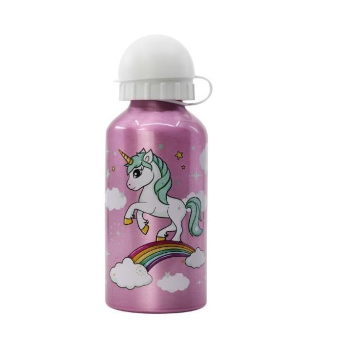 Алуминиева бутилка за вода Unicorn Rainbow 400ml Pink