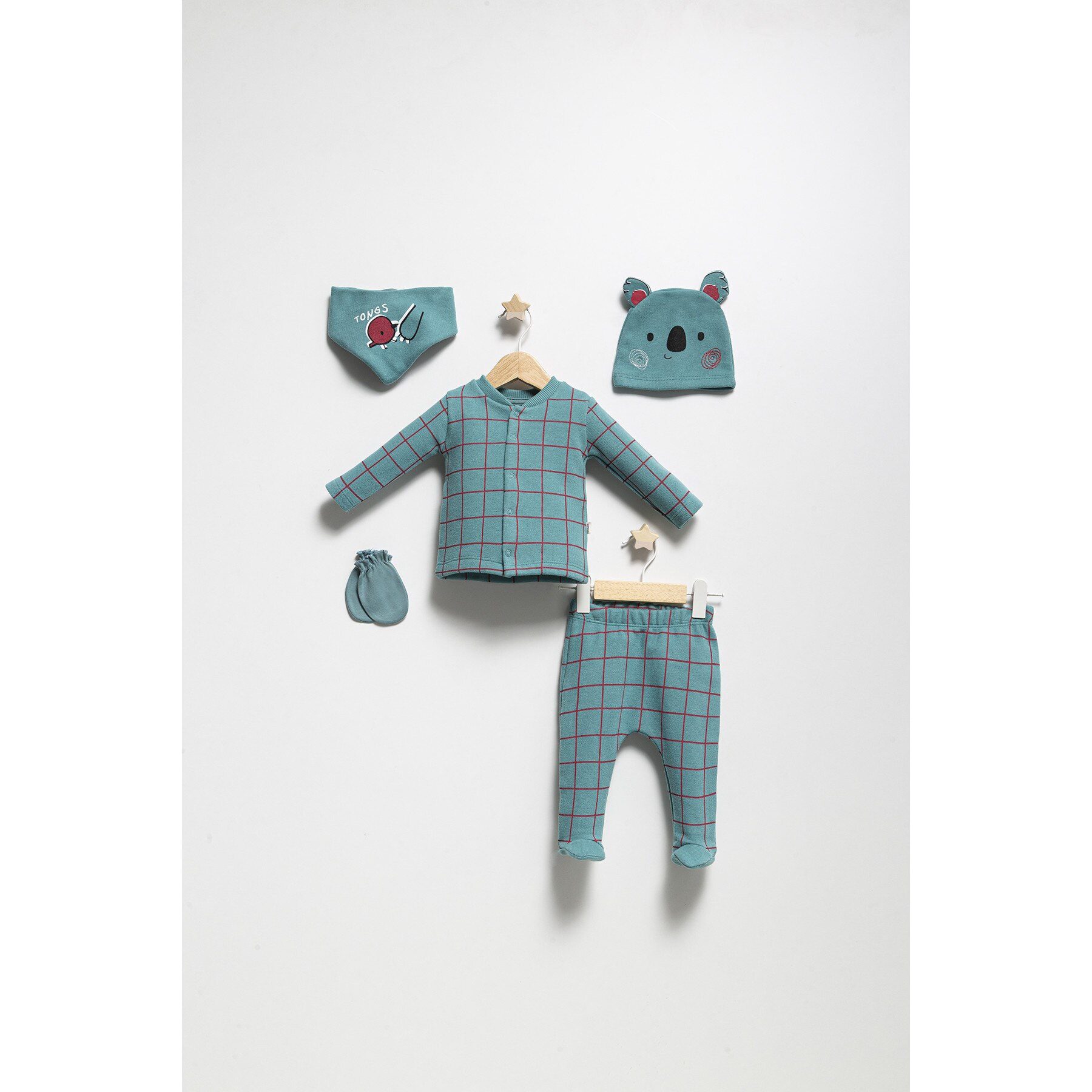 Set de 5 piese pentru nou nascut baietel Forest, Tongs baby, 13 luni