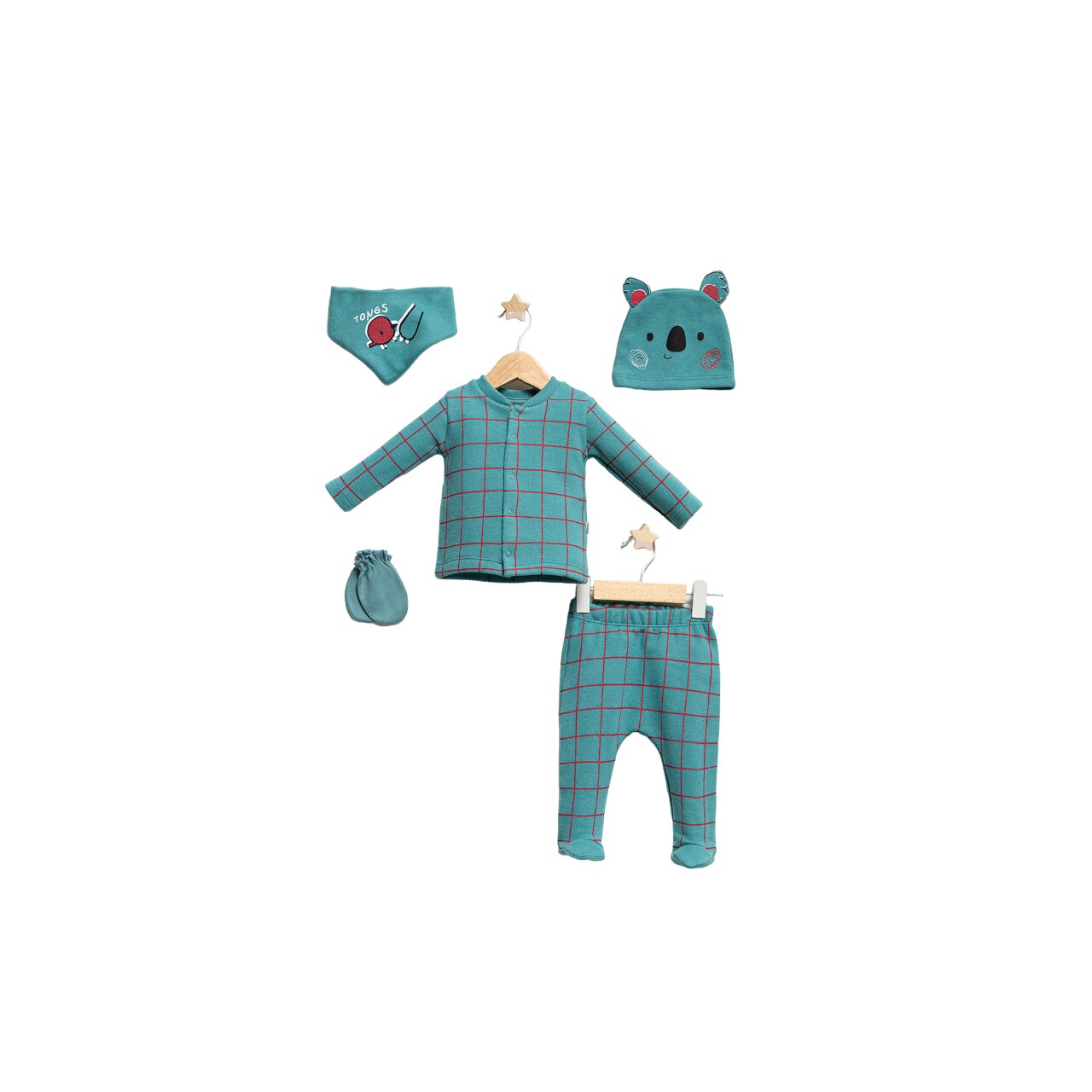 Set de 5 piese pentru nou nascut baietel Forest, Tongs baby, 13 luni