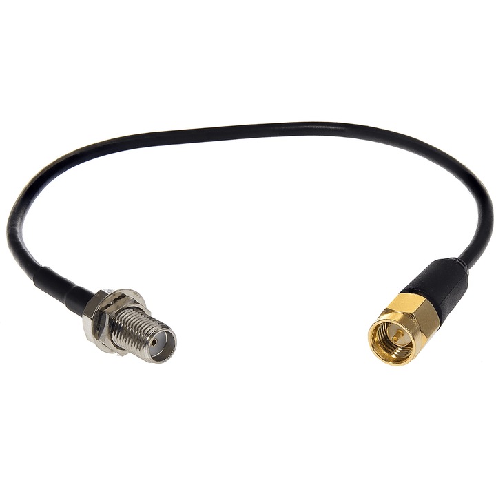 Конекторен кабел за антена AT-SMAm-20-SMAf, Ropam, 20 см, черен