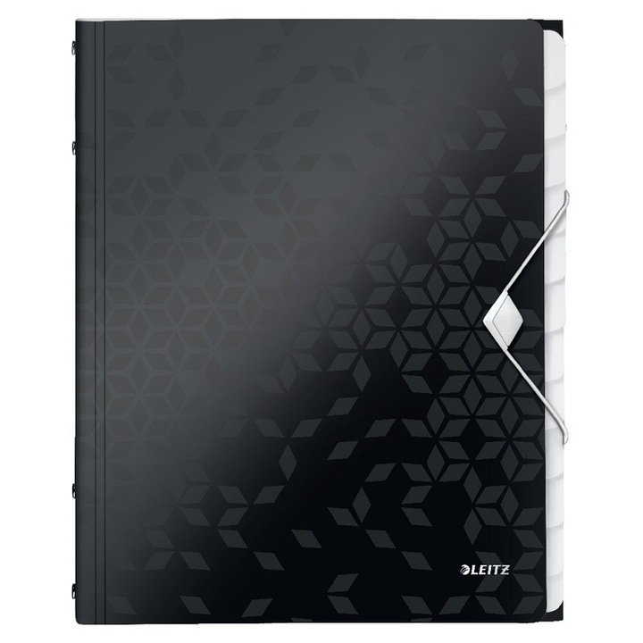 Mapa Cu Separatoare Leitz Wow, Pp, A4, 12 Separatoare, 200 Coli, Negru