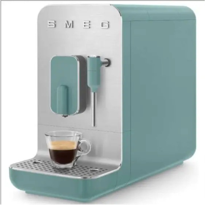 Aparat automat de cafea espresso BCC02EGMEU, verde pastel mat, cu sistem de spumare, Smeg