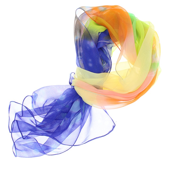 Esarfa, de dama, Buticcochet, din poliester, imprimeu cu flori, 50x160 cm, Albastru - ES1783