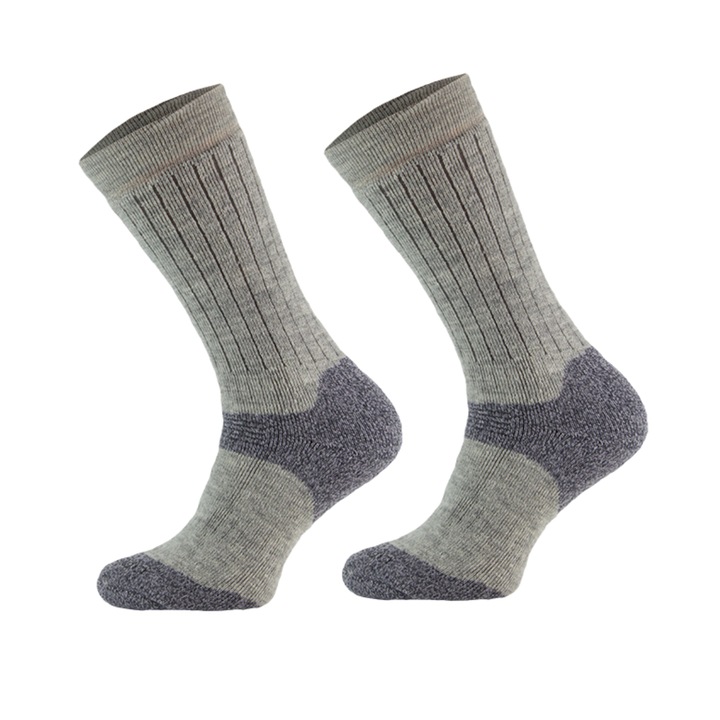 Sosete Comodo pentru drumetie din lana, Grej, 35-38