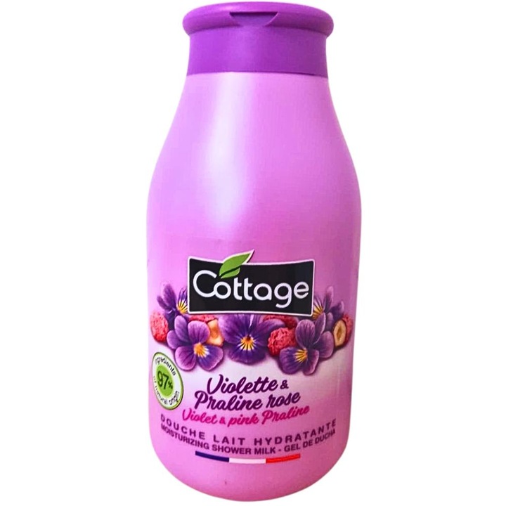 Set Lapte de Dus Cottage cu Violete si Praline Roz, 3 Bucati x 250 ml