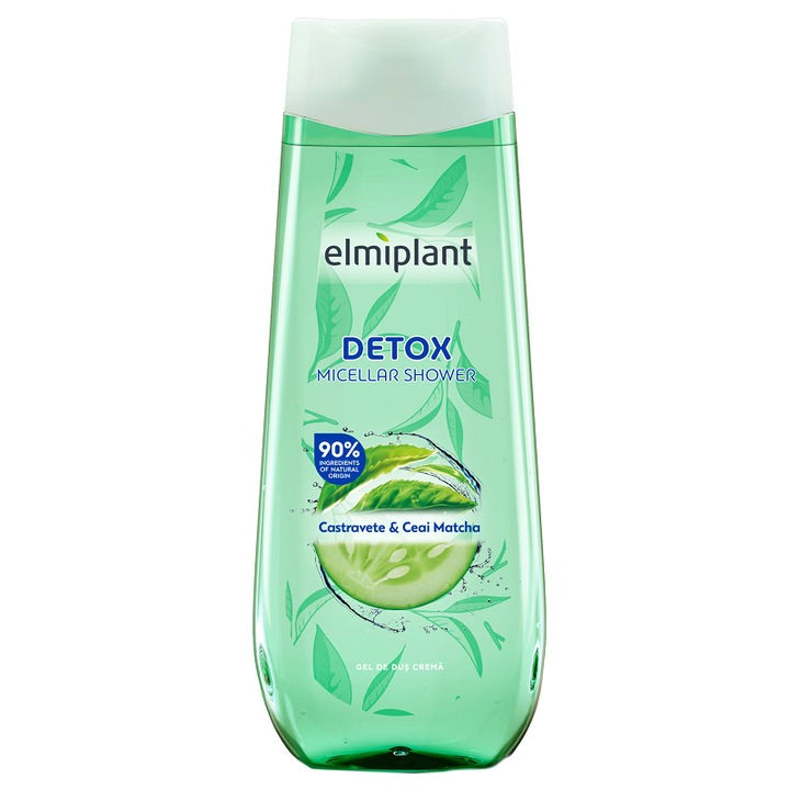 Set Gel de Dus Crema Elmiplant Detox Micellar cu Castravete & Ceai Matcha, 3 Bucati x 400 ml