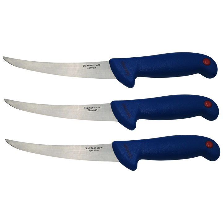 Set trei cutite de filetat Depox, Chef's Blade, otel inoxidabil, 30 cm, albastru