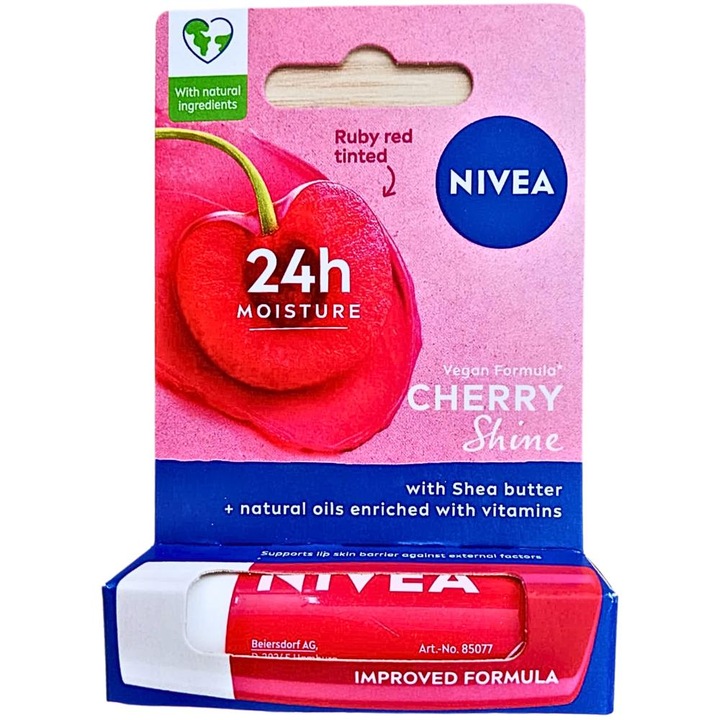 Set Balsam de Buze Nivea Lip Care Cherry Shine, 3 Bucati