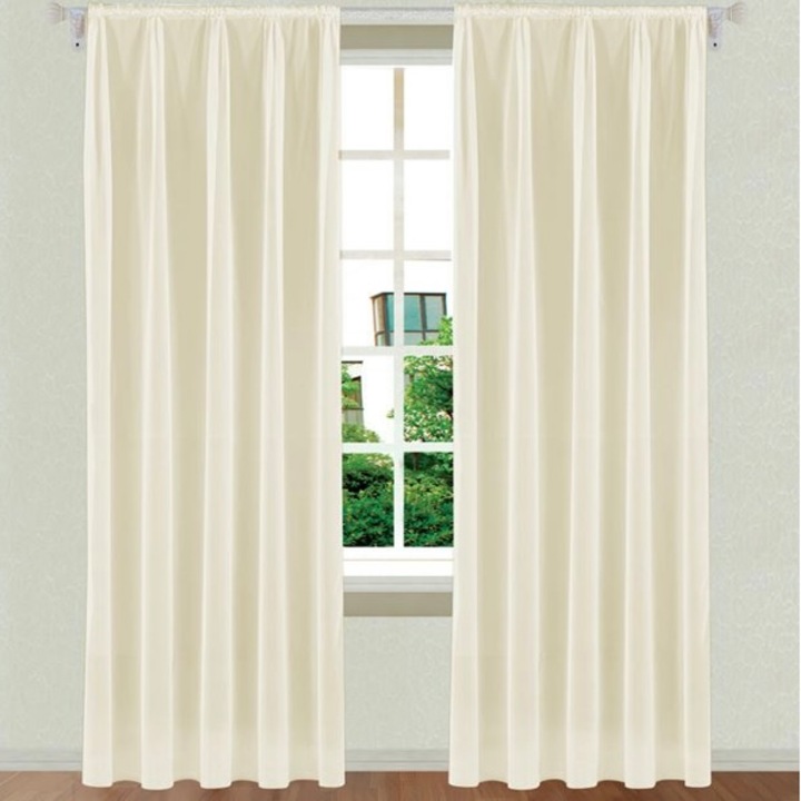 Set 2 perdele, transparente, cu rejansa, alb murdar, 2 x 140 x 250 cm