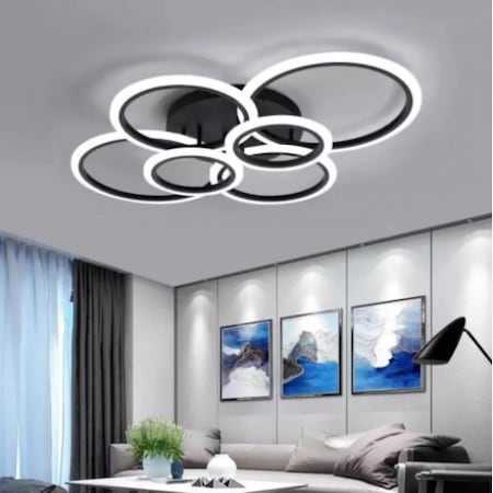 Lustra LED dimabila cu telecomanda si aplicatie, 3 tipuri lumina, Neagra 160W ZenLED