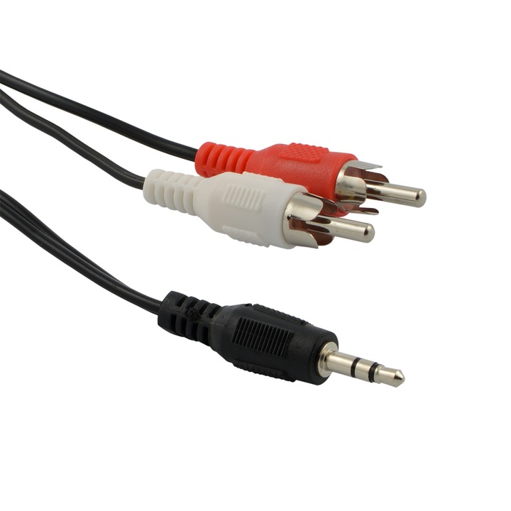 Кабел Diva Stereo 3.5mm to 2xRCA, 3.0 м, Черен