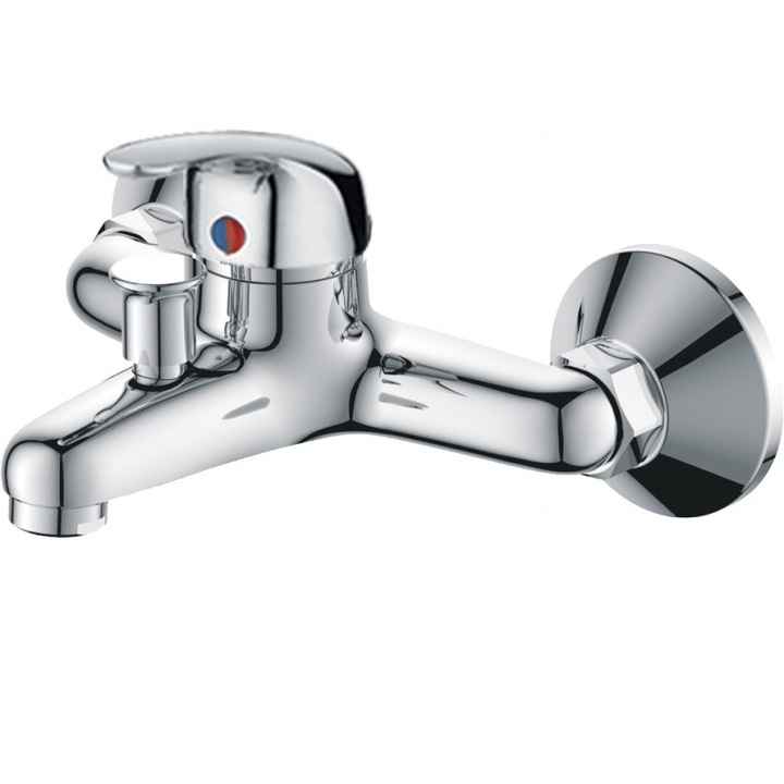 Смесител Inter Ceramic София ICF 6342039 - 1, За вана/душ, С ръчен душ, С шлаух и държач, Стенен, Хром