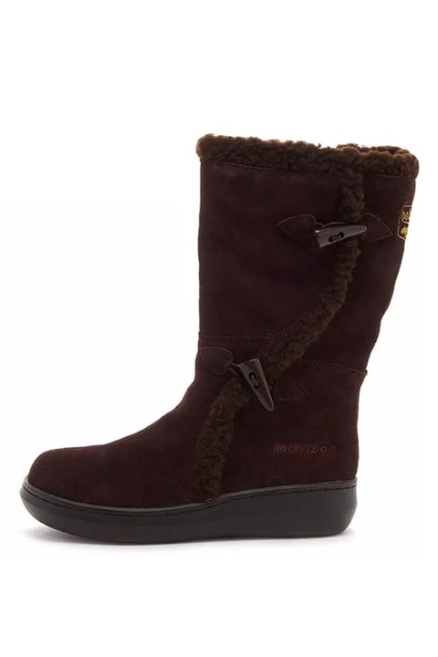 Cizme Rocket Dog pentru femei, cu fermoar, din piele intoarsa, Maro inchis