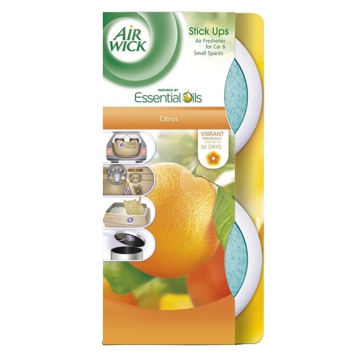 Set Odorizant Air Wick Stick Up Citrus, 4 Bucati x 2 Odorizante