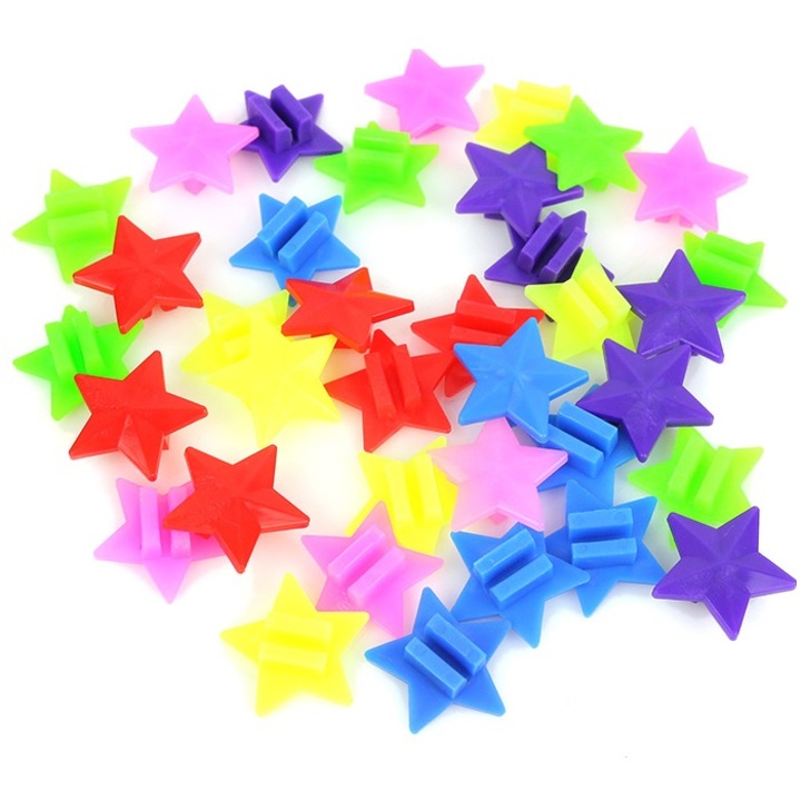 Set de margele pentru spitele de bicicleta, In forma de stele, 36 buc, Multicolor