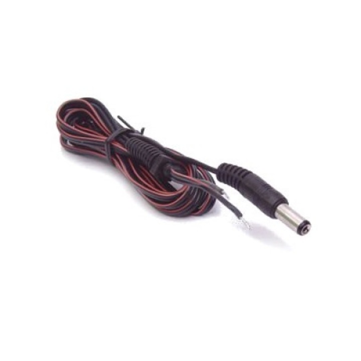 Cablu alimentare, Inny-D, Mufa dreapta, 2.1 x 5.5 mm, 1.2 m, Negru/Rosu