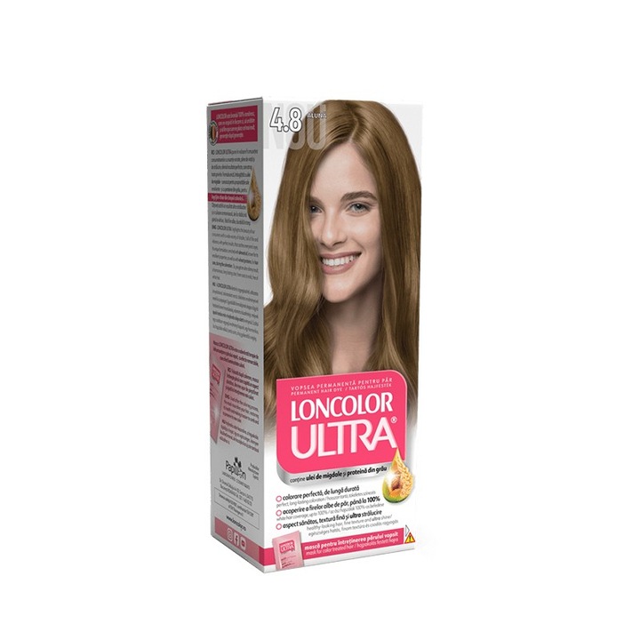 Set Vopsea de Par Permanenta cu Amoniac Loncolor Ultra 4.8 Aluna, 3 Cutii x 100 ml