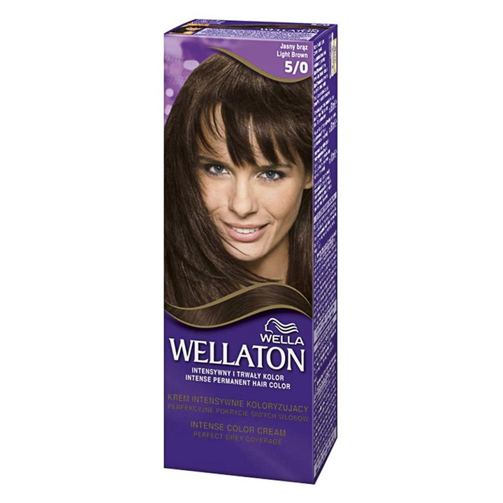 Set Vopsea de Par Permanenta Wella Wellaton Intense Color Creme 5/0 Saten Deschis, 2 Cutii x 110 ml