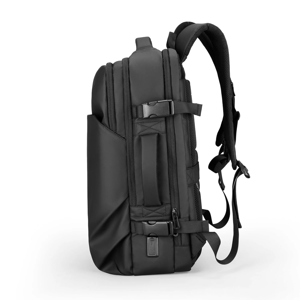 Rucsac Mark Ryden MR9711, compatibil cu laptop 15.6", port USB si micro USB, full impermeabil, 3 modalitati de purtare, unisex, spatios, negru, perfect pentru calatorie, servici sau scoala