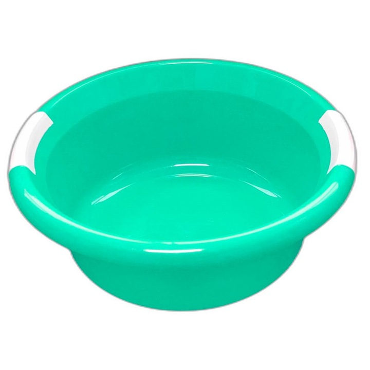 Lighean Rotund cu Manere din Plastic, Capacitate 8,5 L, Culoare Verde