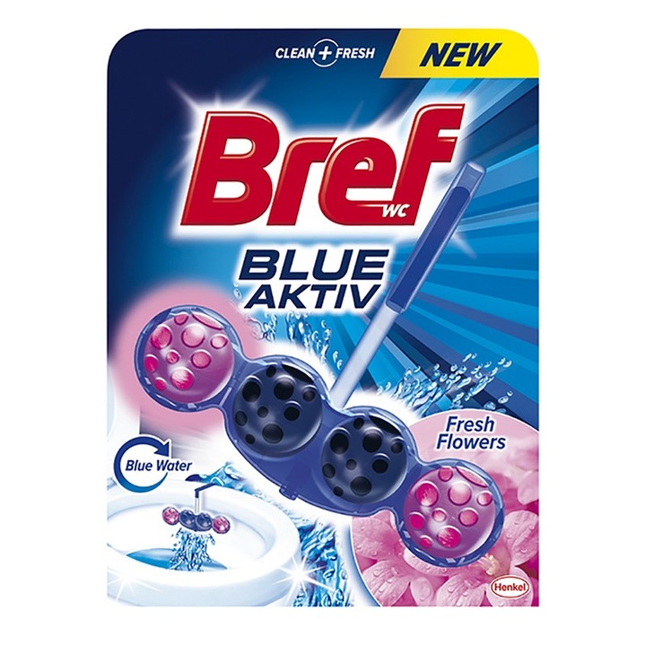 Set Odorizant Toaleta Bref Blue Aktiv Fresh Flowers, 5 Bucati x 50 g