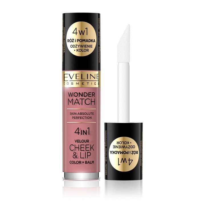 Fard de obraz si ruj lichid 4-1 Cheek & Lip Color Balm Wonder Match Eveline Roz 2