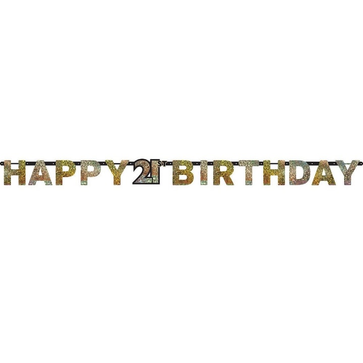 Happy Birthday Gold 21 холограмен надпис 213 см