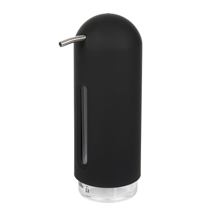 Dispenser sapun lichid, Umbra, Penguin, Acril/Metal, 19 x 6 cm, 355 ml, Negru