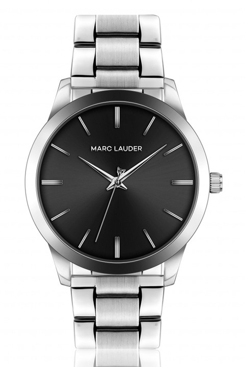 Marc Lauder, Кварцов часовник с лого на циферблата, Сребрист, Черен