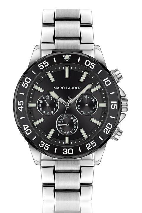 Marc Lauder, Мултифункционален часовник с верижка от неръждаема стомана, Сребрист, Черен