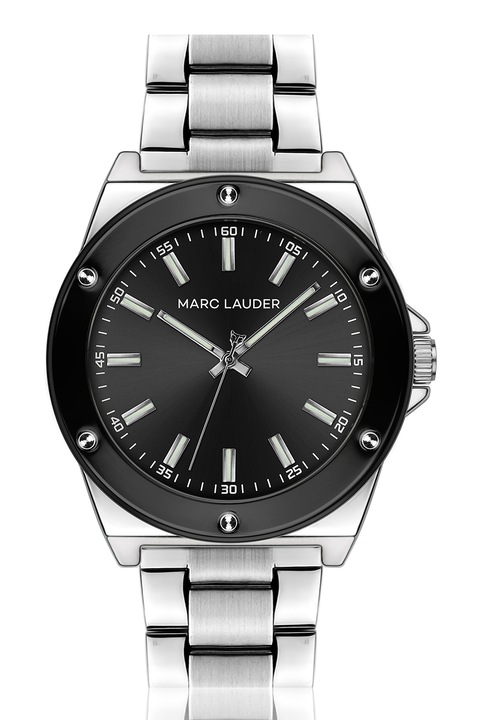 Marc Lauder, Кварцов часовник с верижка от неръждаема стомана, Сребрист, Черен