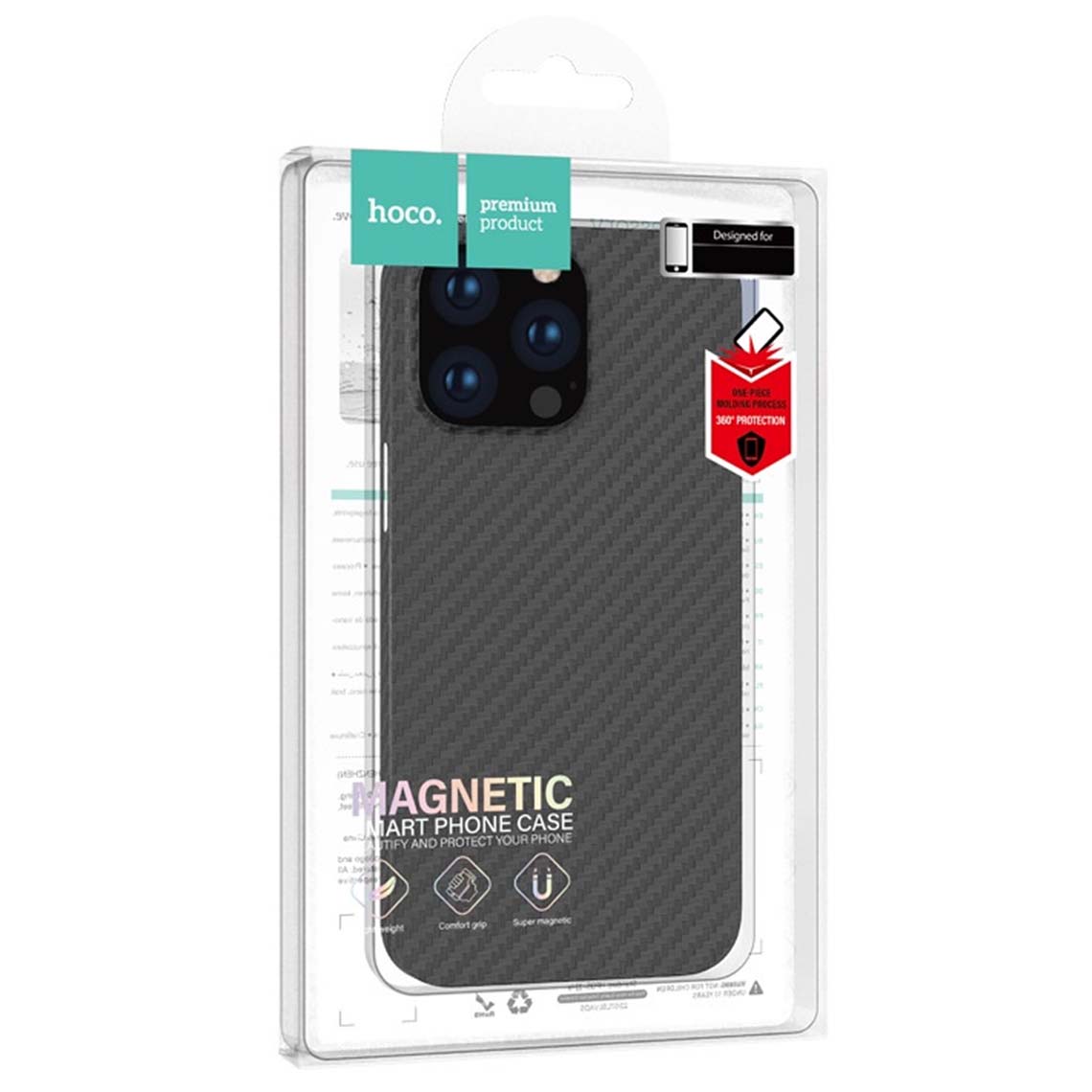 Husa Premium Hoco Carbon pentru iPhone 14 Pro, UltraThin compatibila cu incarcarea MagSafe, Kevlar Design, Negru