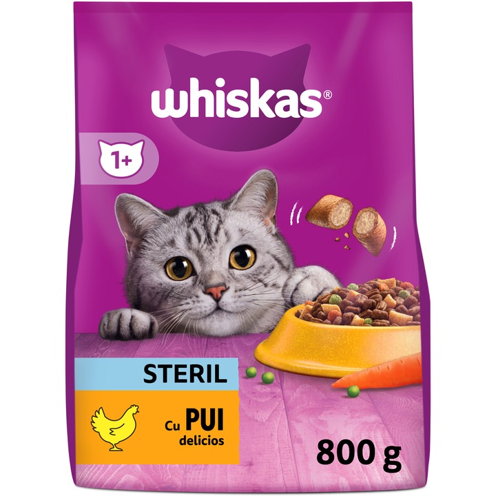 Hrana uscata pentru pisici Whiskas, Sterile, pui, 800 g