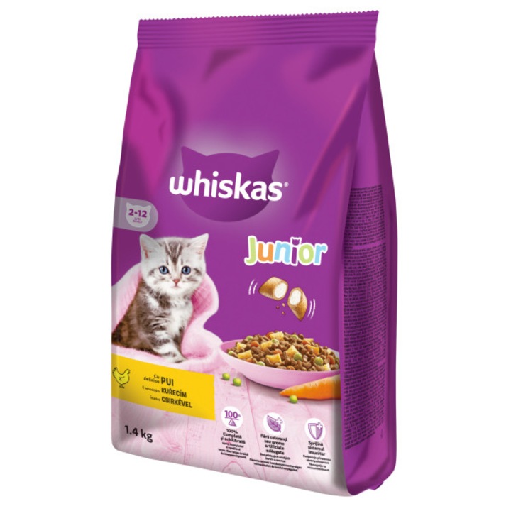 Hrana uscata pentru pisici Whiskas, Junior, Pui, 1.4 Kg