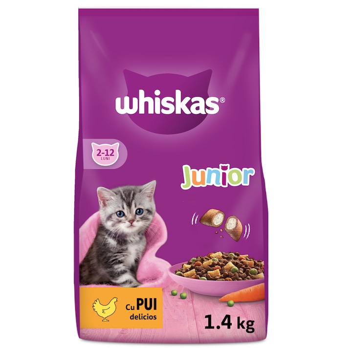 Hrana uscata pentru pisici Whiskas, Junior, Pui, 1.4 Kg eMAG.ro