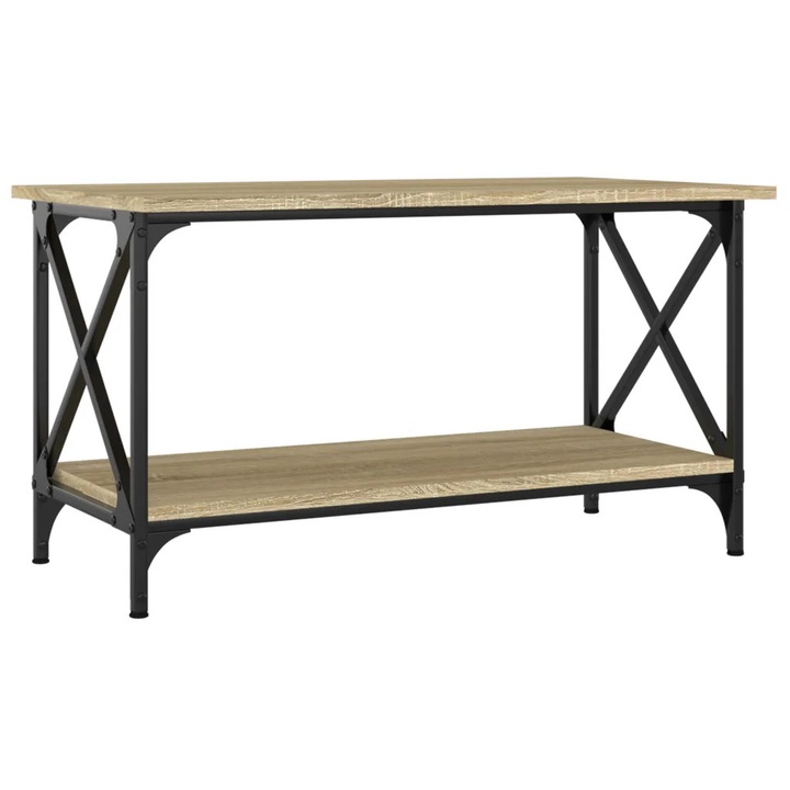 Masuta cafea vidaXL, stejar sonoma, 80x45x45 cm lemn prelucrat si fier