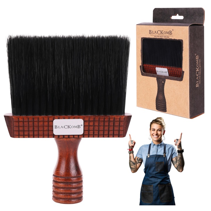 Perie De Frizerie, Ponik'S, Ck1060, Maner Ergonomic Lemn, Fire Delicate, Fara Iritatii, Curatare Eficienta, Esential In Salonul De Coafura, Materiale Durabile, Calitate Profesionala, Negru