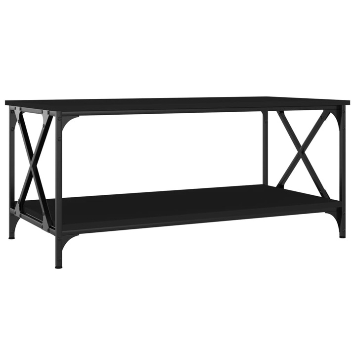 Маса за кафе vidaXL, Черна, 100x50x45 см, Инженерно дърво и желязо, 14 Kg