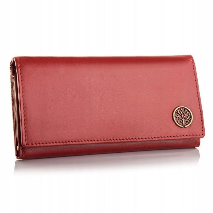 Portofel dama, Betlewski, Piele naturala, RFID, 17.7 x 9 cm, Rosu