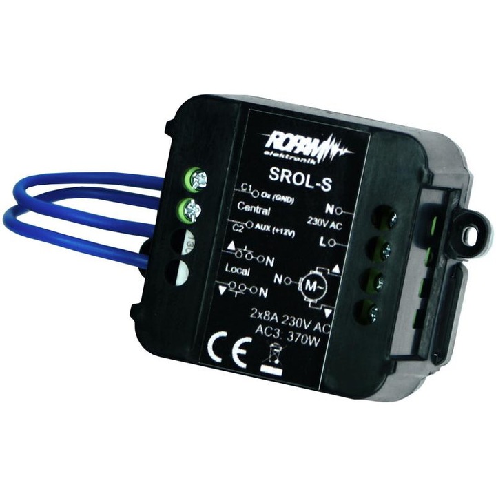 Controller rulou/jaluzele SROL-S, Ropam, 45 x 58 x 26 mm, Negru/Albastru