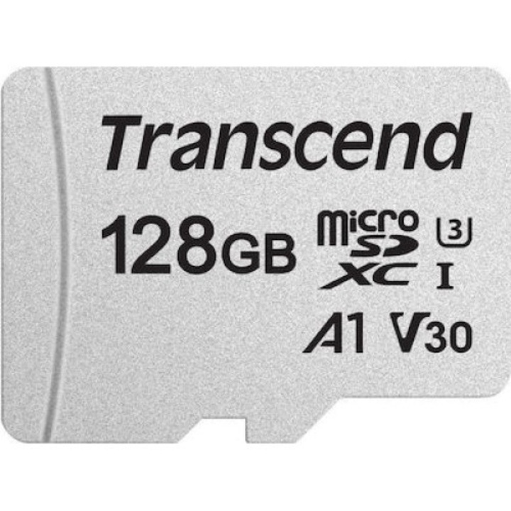 Card memorie Transcend, 300S, MicroSDXC, 128GB, Argintiu