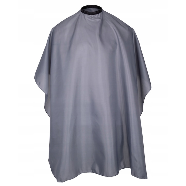 Pelerina de coafura, Ponik's professional, Jp028, Poliester, Mare, 145x125 cm, Gri, Profesionala, Usor de intretinut, Inchidere cu capse