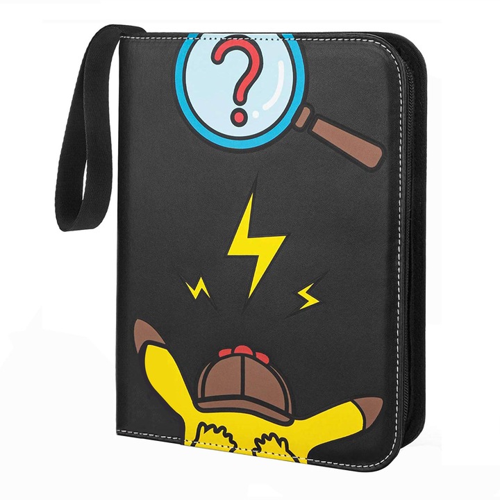 Album colectionare carti Pokemon, Vaxiuja, carti de joc, contine pana la 400 de carti cu 50 de pagini premium cu 4 buzunare, Negru